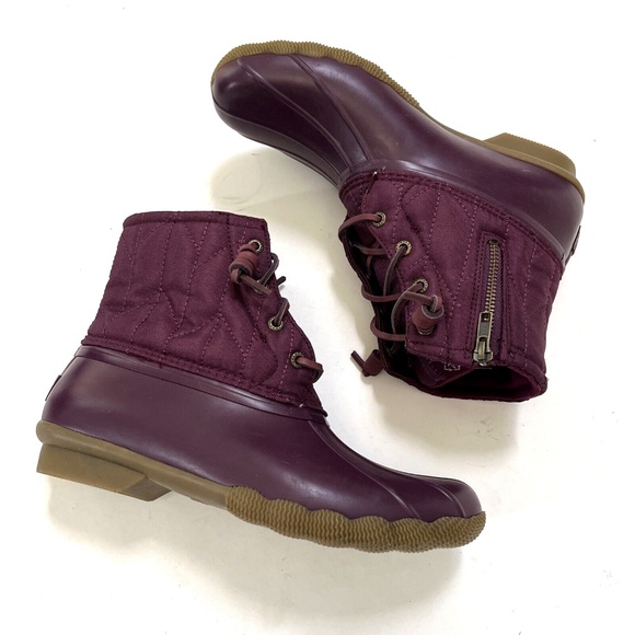 Sperry Saltwater Quilted Nylon Duck Boots Purple Waterproof Snow Winter SZ 9 NWO - Picture 2 of 9